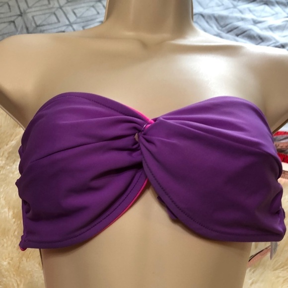 Pink and purple reversible bikini top size L - Picture 1 of 6